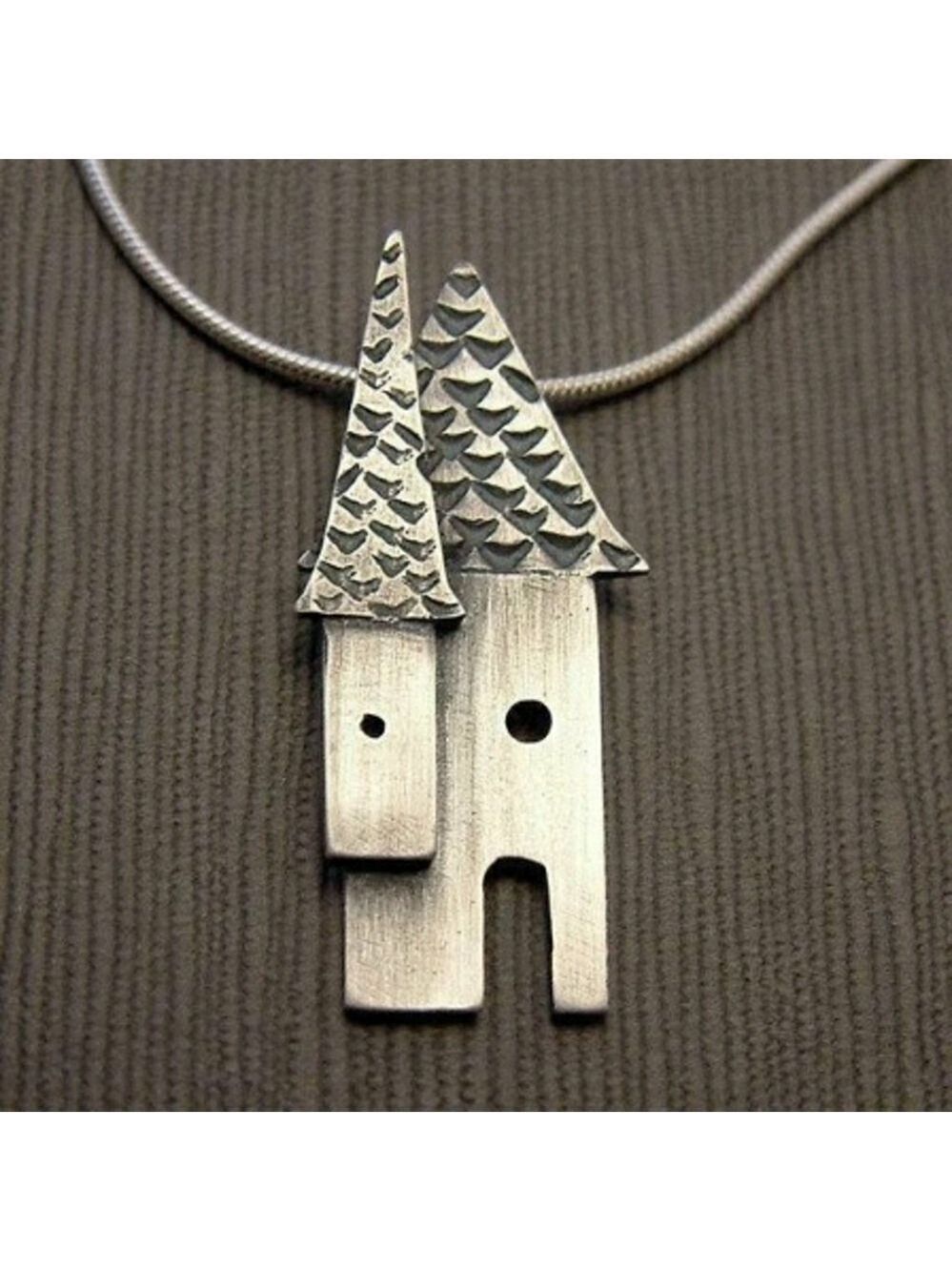 Argentium Sterling Silver House Necklace bye Andree Chenier